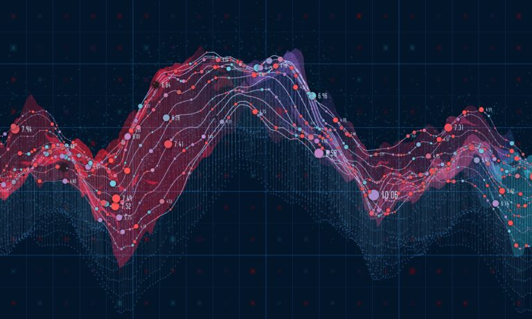 Big data visualization. Futuristic infographic. Information aesthetic design. Visual data complexity. Complex data threads graphic visualization. Social network representation. Abstract data graph.